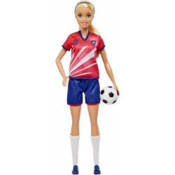 Barbie Fußballspielerin Puppe, blond, Trikot mit der Nummer 9, Fußball, Stollenschuhe, Stutzen, für