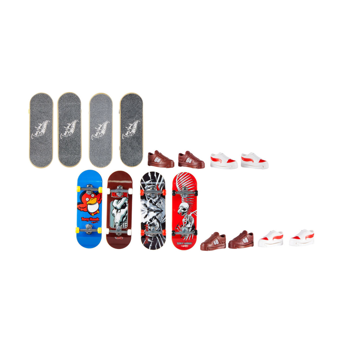 Mattel HGT84 Hot Wheels Skate Fingerboard   Shoe 4 Pack, sortiert