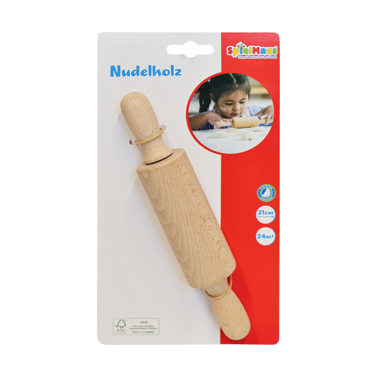 SpielMaus Küche Nudelholz klein für Kinder, ca. 21 cm