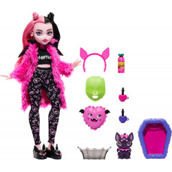 Monster High Puppe und Pyjamapartyzubehör, Draculaura, Schaurig schöne Pyjamaparty