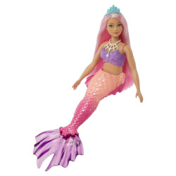 Mattel HGR09 Barbie Dreamtopia Meerjungfrau Puppe (kurvig, rosafarbenes Haar), Spielzeug ab 3 Jahren