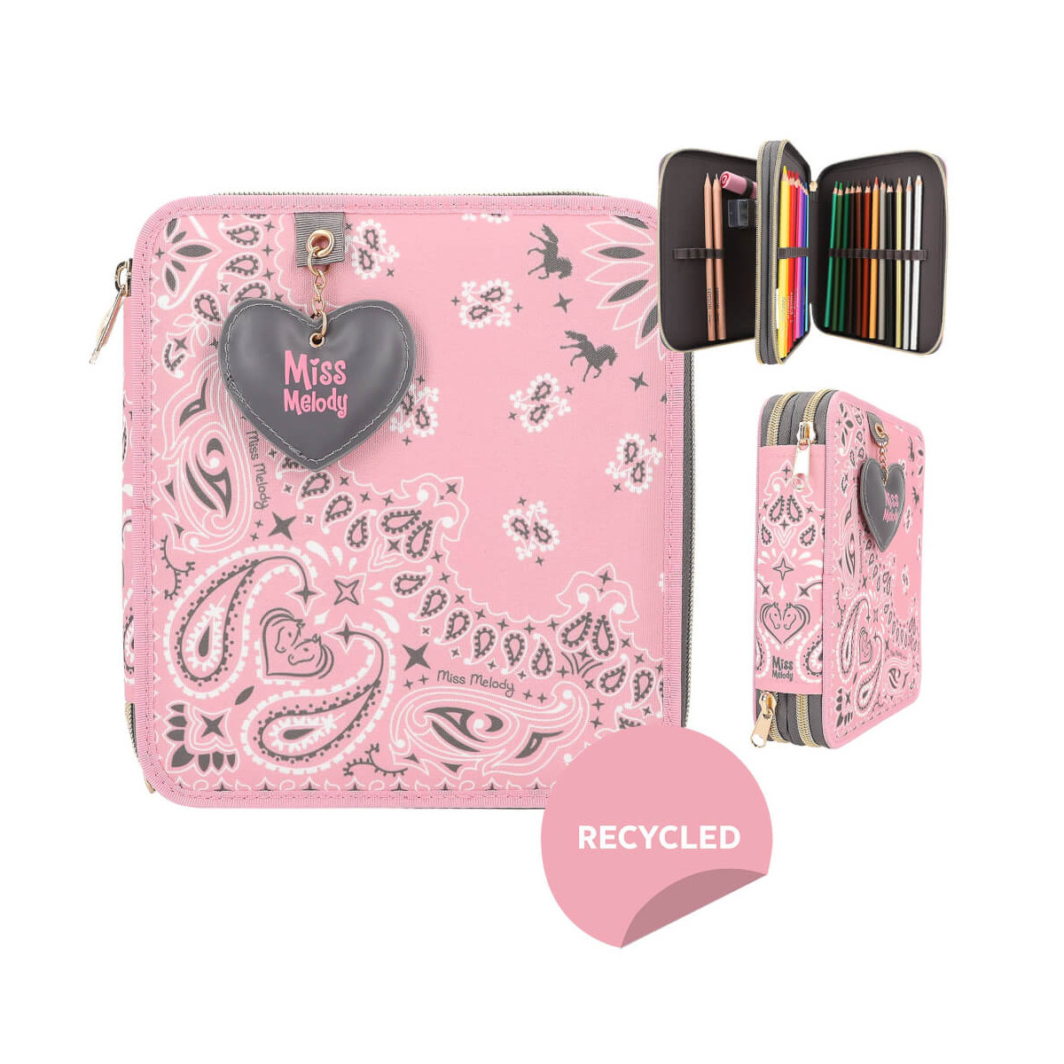 Miss Melody 2 Fach Federtasche mit Anhänger BANDANA