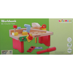 SpielMaus Holz Werkbank 15 teilig, 29 x 14 x 13 cm