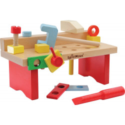 SpielMaus Holz Werkbank 15 teilig, 29 x 14 x 13 cm