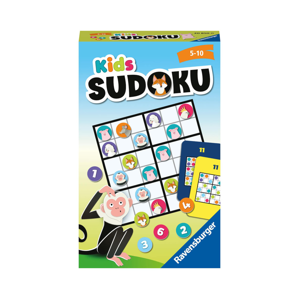 Farbenfrohes Sudoku-Spiel mit Tiermotiven für Kinder von 5 bis 10 Jahren.