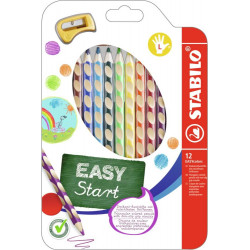 Ergonomischer Buntstift für Linkshänder   STABILO EASYcolors   12er Pack mit Spitzer   mit 12 versch