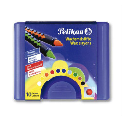 img_0:Pelikan Wachsmalkasten, 10 wasserlösliche Farben mit Namensschild.