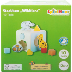 SpielMaus Holz Steckbox Wildtiere, 9 Teile