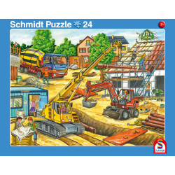 2er Set Rahmenpuzzles Fahrt mit dem Müllauto 16 Teile Achtung, Baustelle! 24 Tei