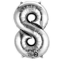 SuperShape 8 silber Folienballon P50 verpackt 53 x 83 cm