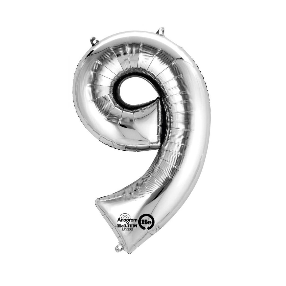 SuperShape 9 silber Folienballon P50 verpackt 63 x 86 cm