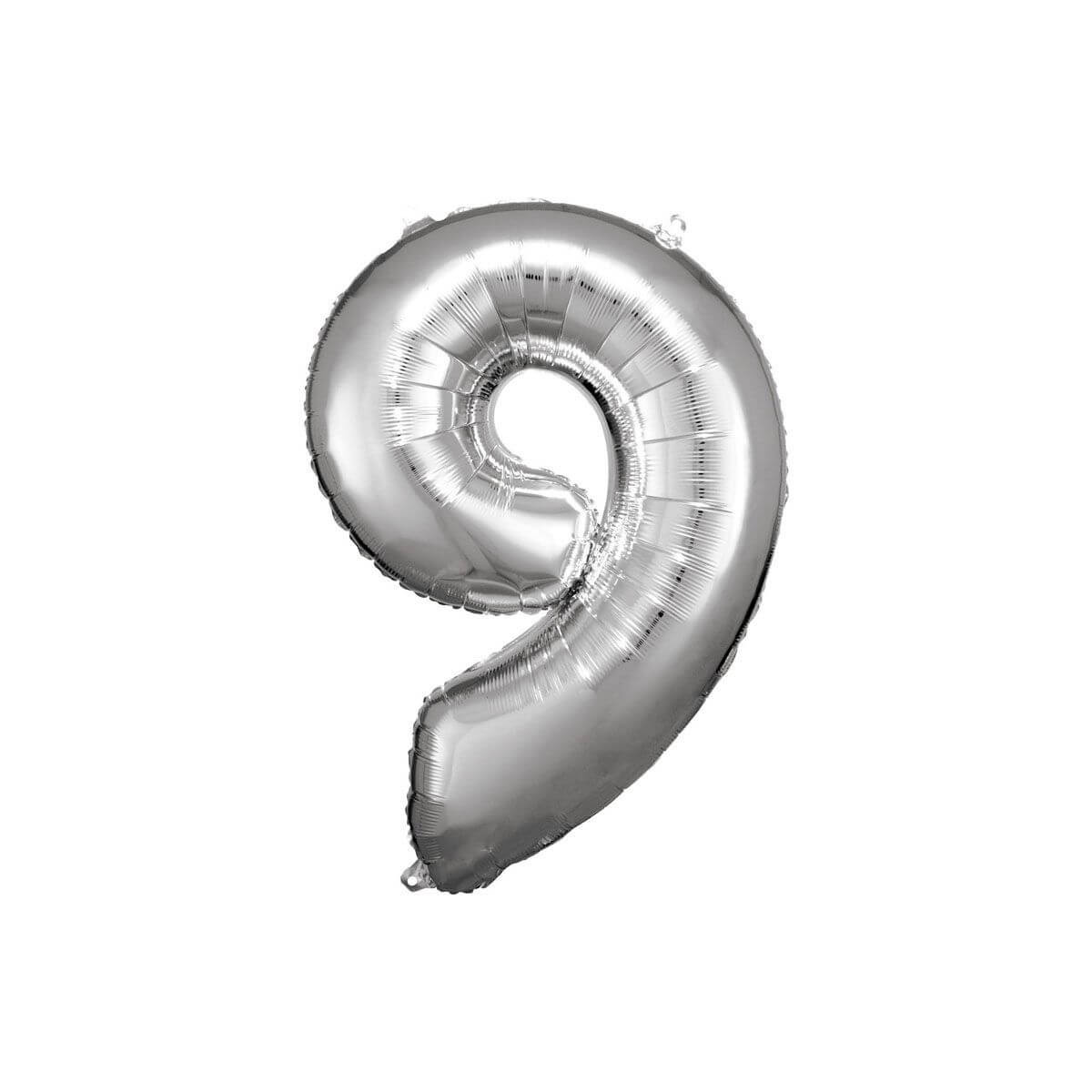 Grosse Zahl 9 Silber Folienballon N34 63 cm x 86 cm