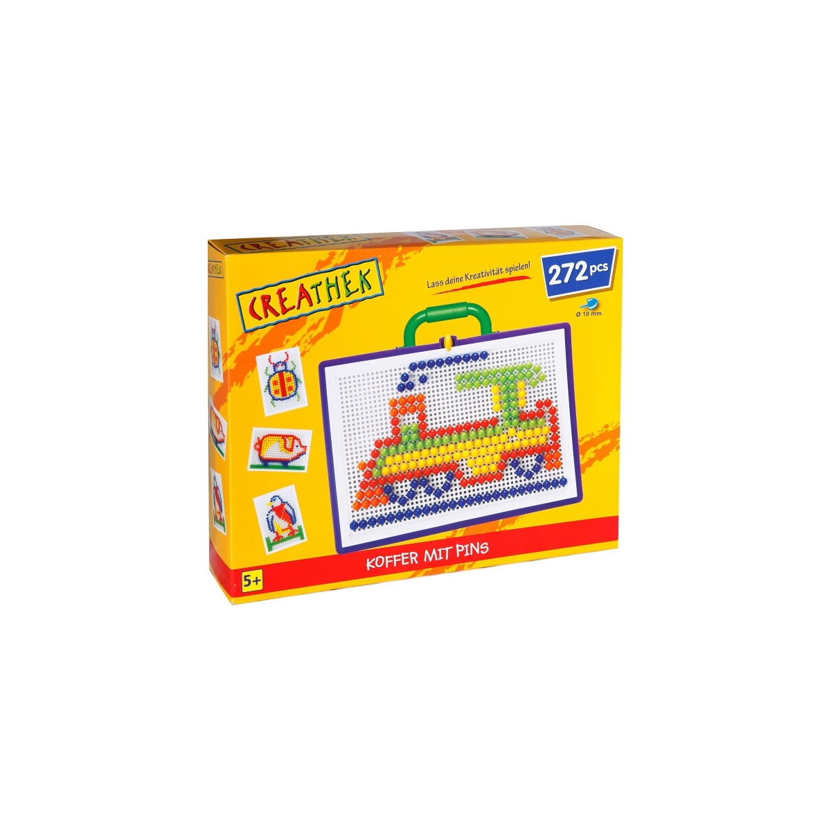 CreaTek Pin Art Box (gelb), 272 Teile, Schiffsdesign vorne, empfohlen ab 5 Jahren.