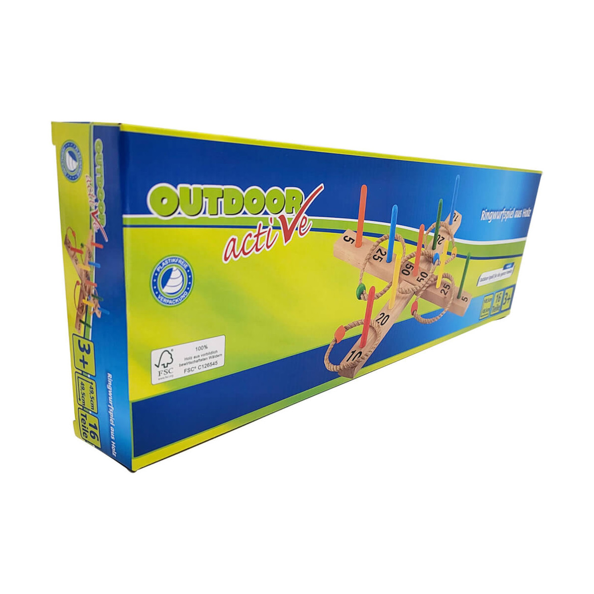 Outdoor active Ringwurfspiel aus Holz mit 9 Stäben