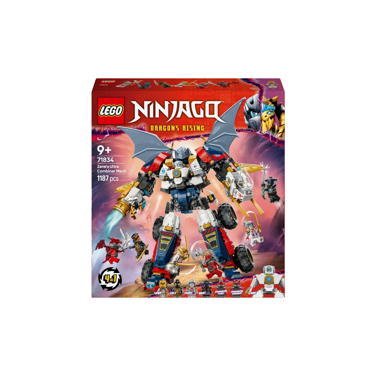 LEGO Ninjago Dragons Rising Set mit großem Mech und Drachenflügeln, ab 9 Jahren, 1.187 Teile.