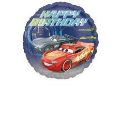 Standard Cars   Happy Birthday Folienballon Rund, S60, verpackt, 43cm