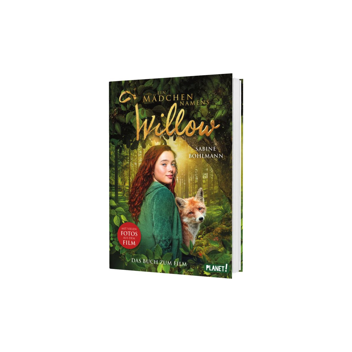 Buchcover von Ein Mädchen namens Willow: Ein Mädchen in Grün und ein Fuchs im Wald.