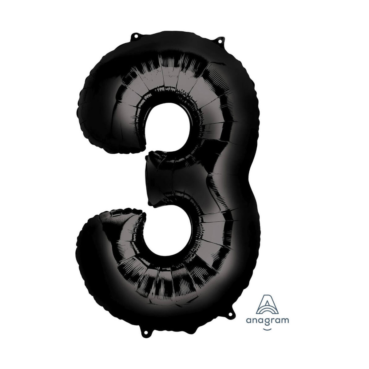 SuperShape Zahl 3   Schwarz Folienballon, P50, verpackt, 50 x 86cm