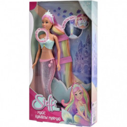 Steffi Love Magic Rainbow Meerjungfrau mit Regenbogenschwanz und Tiara, geeignet ab 3 Jahren, in Verpackung.