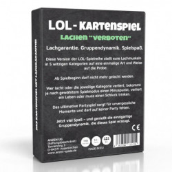 Black Box von LOL: Kartenspiel mit lachendem Gesicht und dem Hinweis ‚Lachen verboten‘.