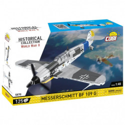 COBI Messerschmitt BF 109 G WWII Modellbausatz mit 125 Teilen und Abbildung des Flugzeugs auf der Verpackung.