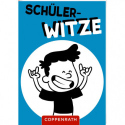 Buchdisplay in Form eines gelben Schulbusses mit deutschen Witzebüchern auf Motorhaube und Windschutzscheibe.