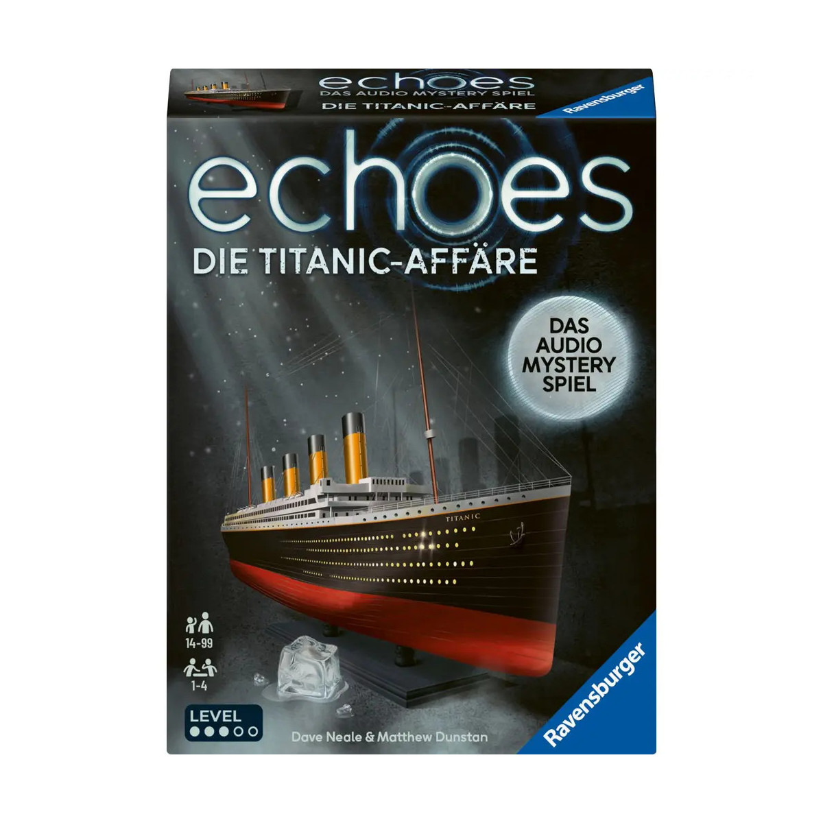 Box of Echoes: Audio-Mystery-Game über die Titanic-Affäre mit Abbildung des Schiffs.