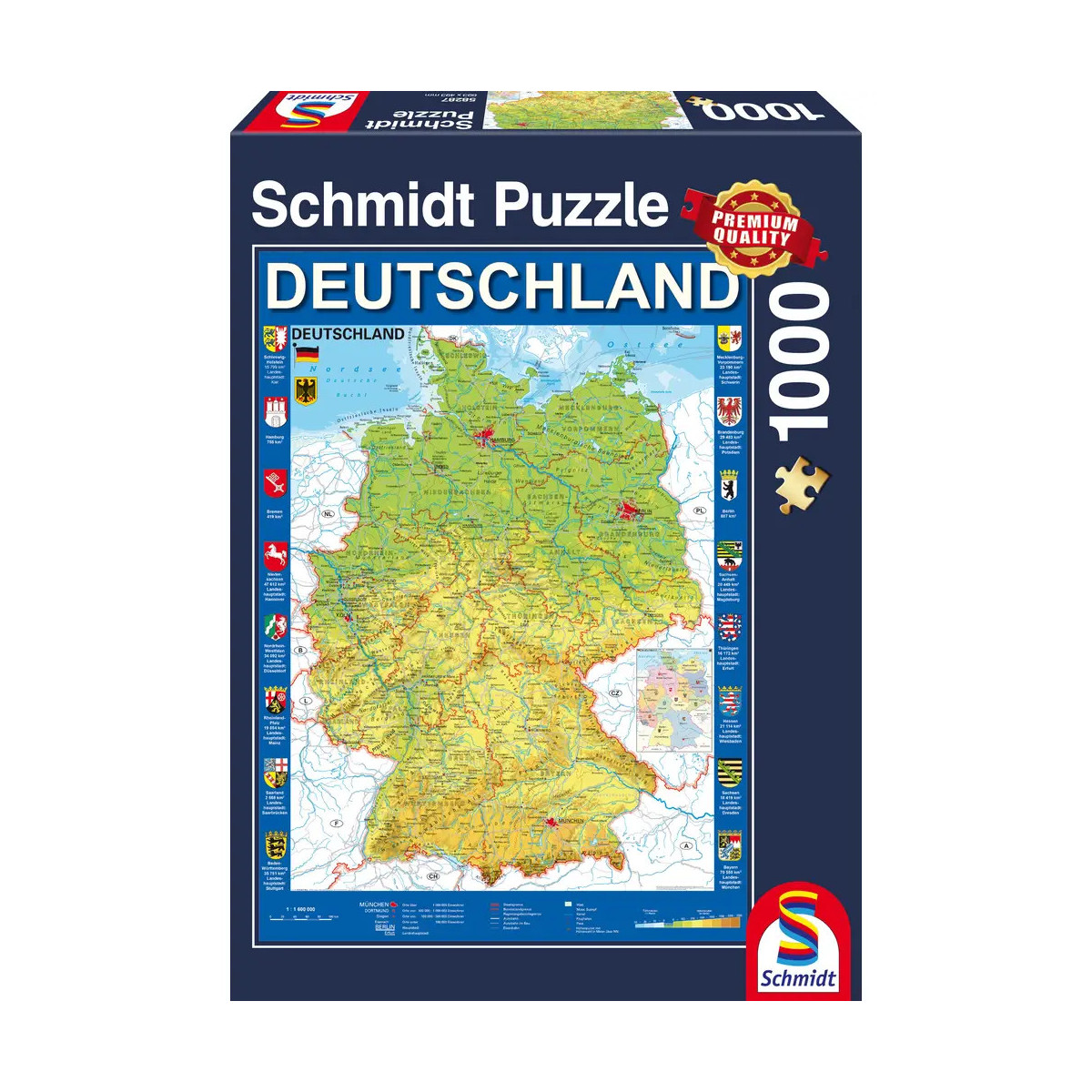 Schmidt Puzzle: 1000-teiliges Puzzle mit detaillierter Deutschlandkarte.