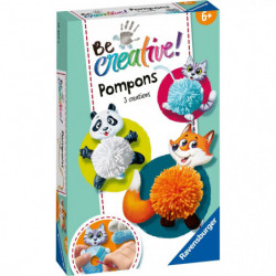 img_0:Sei kreativ! Pompons Bastelset mit Panda-, Katzen- und Fuchs-Pompontieren. Für Kinder ab 6 Jahren.