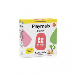 Playmais Classic Jubiläumsbox mit 1.000 Stück, farbigen Formen und Logo verziert.