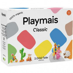 Playmais Classic Box mit bunten Formen sowie Tier- und Pflanzenfiguren auf der Vorderseite.