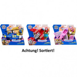 Drei Spielzeugfahrzeuge mit kleinen Tierfiguren, darunter ein Hubschrauber und zwei Flugzeuge, auf weißem Hintergrund.