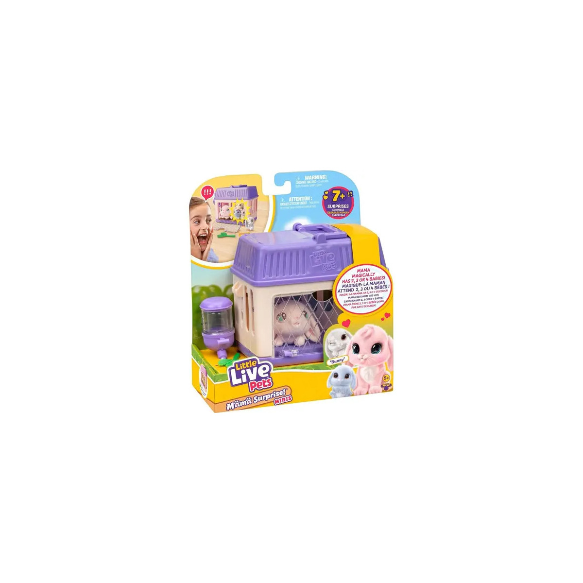 Little Live Pets Hamster im lila Käfig mit Zubehör, für Kinder ab 5 Jahren, Verpackung mit bunten Grafiken.
