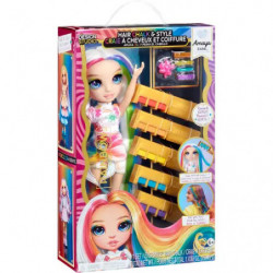 Rainbow High Puppenset mit Puppe, Haarschmuck und farbenfroher Verpackung.