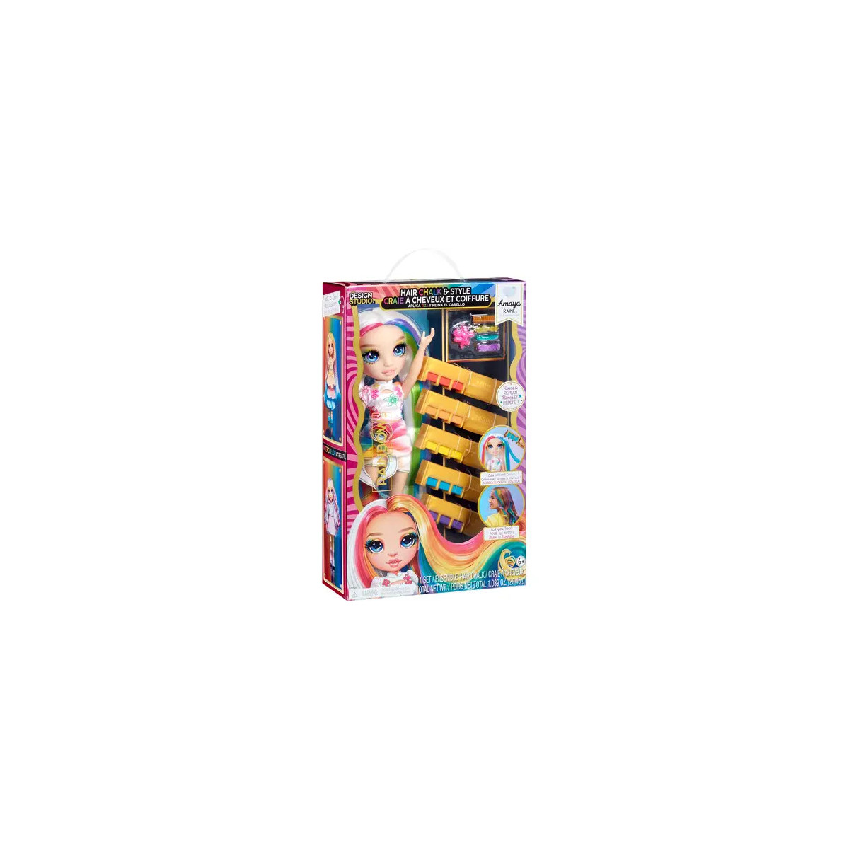 Rainbow High Puppenset mit Puppe, Haarschmuck und farbenfroher Verpackung.