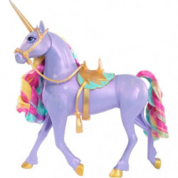 Spielzeug-Einhorn mit Regenbogenmähne „Rainbow Light-Up Wildstar“ von Star Stable in lilafarbener Verpackung.