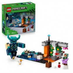 LEGO Minecraft Set mit Box, Warden-Figur und weiteren baubaren Minecraft-Elementen vor weißem Hintergrund.