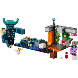 LEGO Minecraft Set mit Box, Warden-Figur und weiteren baubaren Minecraft-Elementen vor weißem Hintergrund.