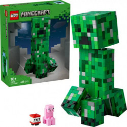LEGO Minecraft Set mit Creeper, Schwein, TNT-Block und Verpackung vor weißem Hintergrund.