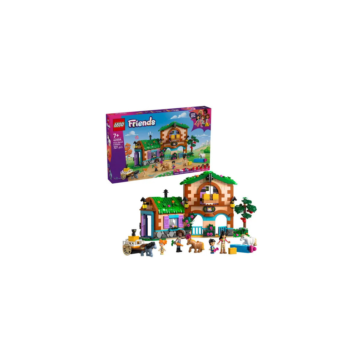LEGO Friends Pferdestall-Set mit OVP, Figuren, Pferden und buntem Stallgebäude wird angeboten.