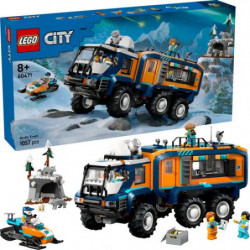 LEGO City Arctic Explorer Truck: Set mit Minifiguren, Schlitten, Tieren und Eisberg-Hintergrund auf der Verpackung.