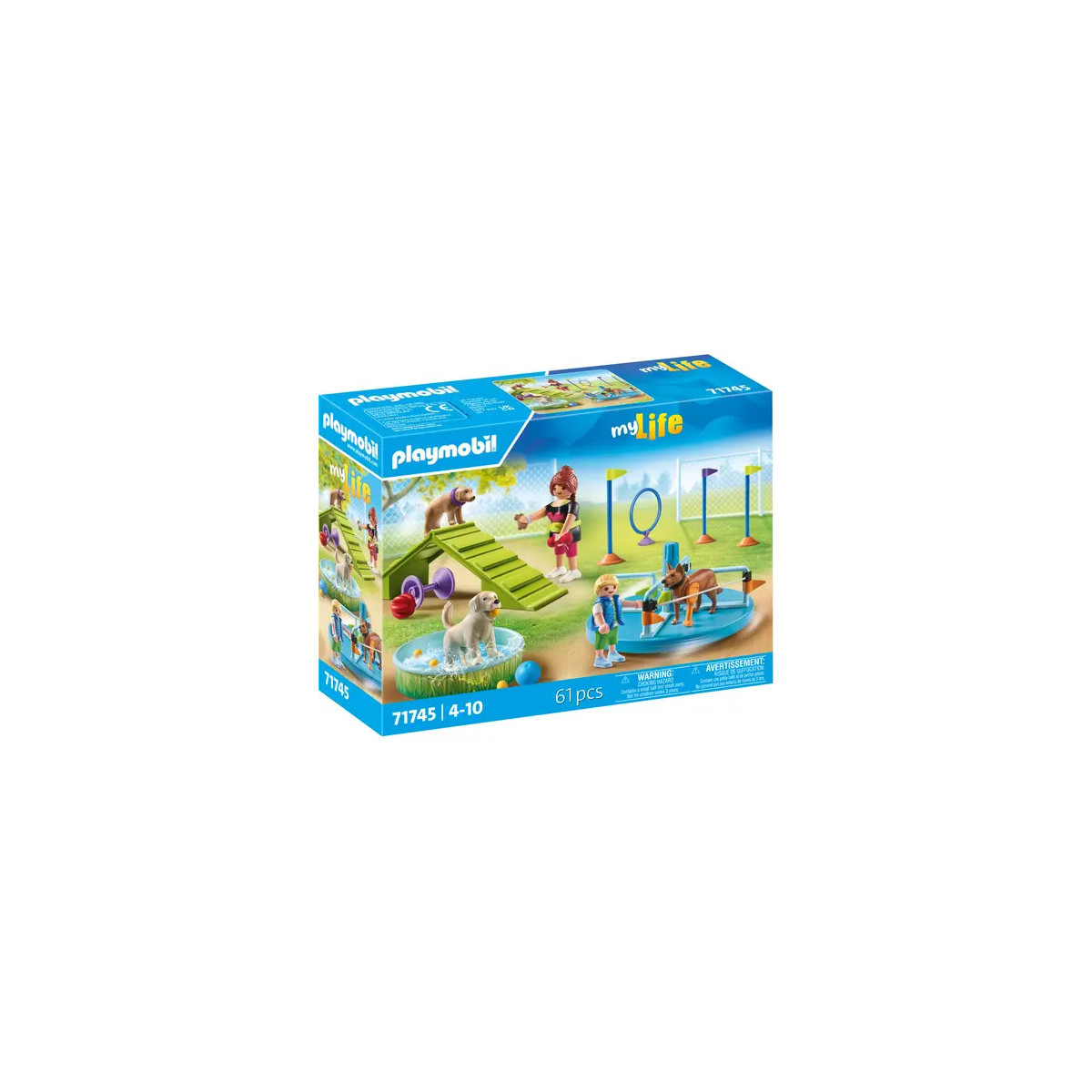 Playmobil My Life Hundespielplatz für Kinder von 4–10 Jahren, 61 Teile, mit abgebildeten Kindern und Hunden.