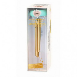 Goldstift in transparenter Kunststoffbox mit weiß-türkisen Akzenten und „Best“-Aufkleber auf dem Deckel.