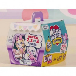 Spielzeugbox „Mama Surprise“ mit Comic-Tieren und dem Hinweis: Enthülle 2, 3 oder 4 Babys!.