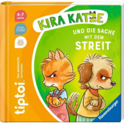 Kinderbuchcover mit einer Katze und einem Hund, die sich abwenden und verärgert wirken.