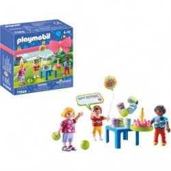 Playmobil-Set: Geburtstagsszene mit Figuren und Zubehör, geeignet für Kinder von 4 bis 10 Jahren.