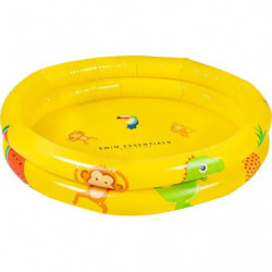 img_0:Gelbes Kinderplanschbecken mit Tiermotiven wie Affe und Alligator an den Seiten.