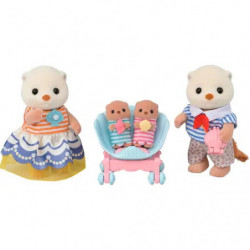 Sylvanian Families Seeotter-Familie: Spielset mit vier Figuren und Strand-Zubehör im Originalkarton.