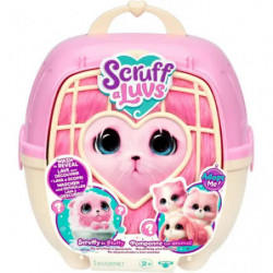 Scruff-a-Luvs Transportbox mit niedlichem Tiergesicht und Abbildungen von Plüschtieren auf der Verpackung.