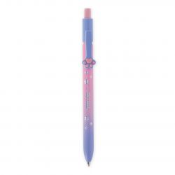 Pastellpinker und lilafarbener Stift mit Pfoten-Clip und kleinen Blumenmustern am Schaft.